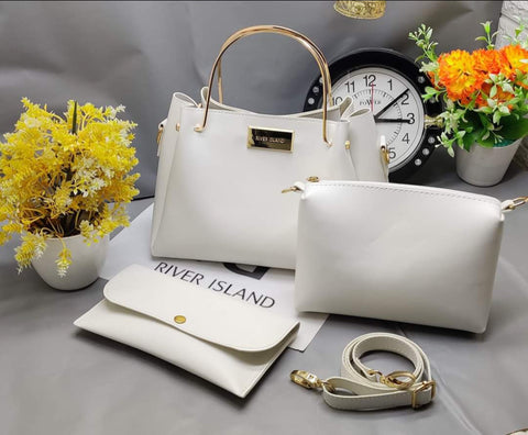 Fashion House Standard Hand bag 3 pcs White Color