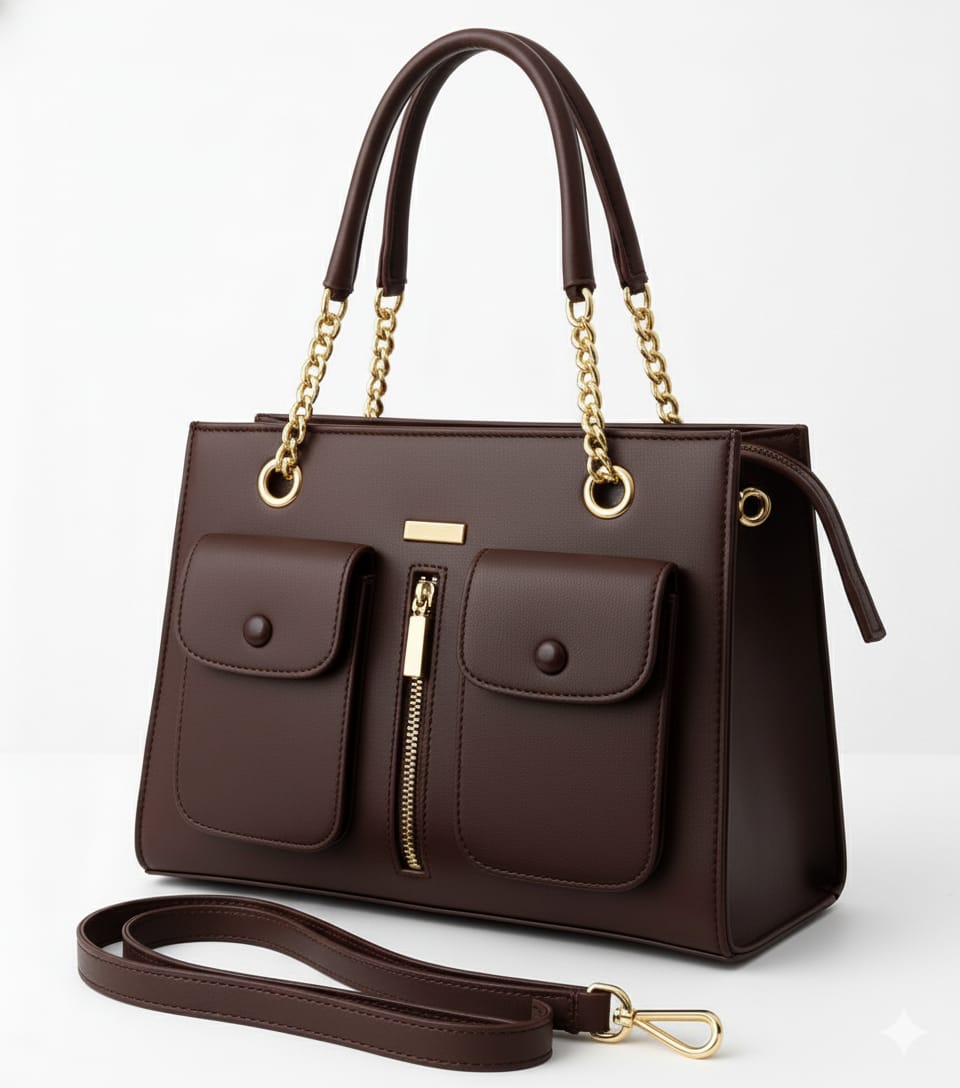Velora Tote Bag Dark Brown Color