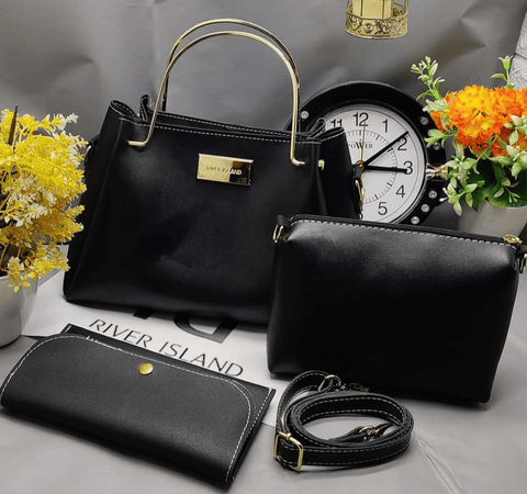Fashion House Standard Hand bag 3 pcs Black Color