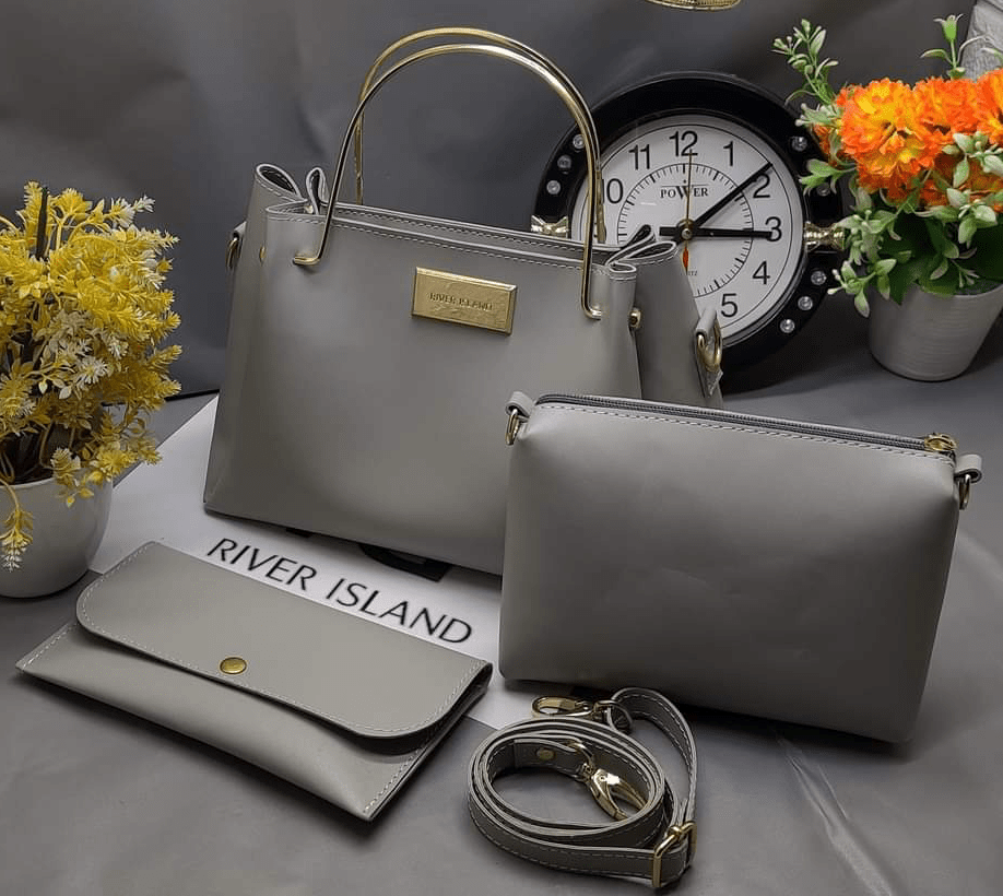 Fashion House Standard Hand bag 3 pcs Grey Color
