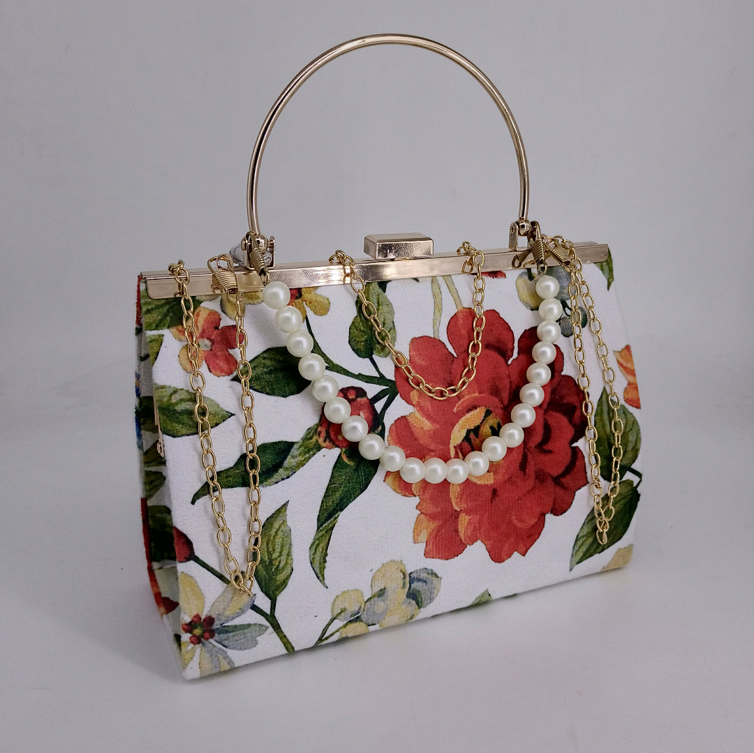Hazel Chain Crossbody Bag Floral Texture