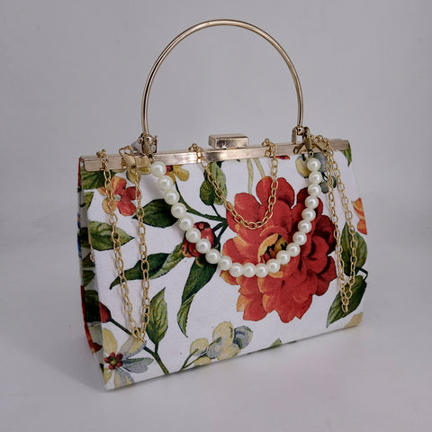 Hazel Chain Crossbody Bag Floral Texture