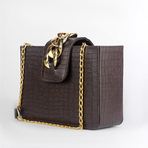 Signature Crossbody Bag Dark Brown Color