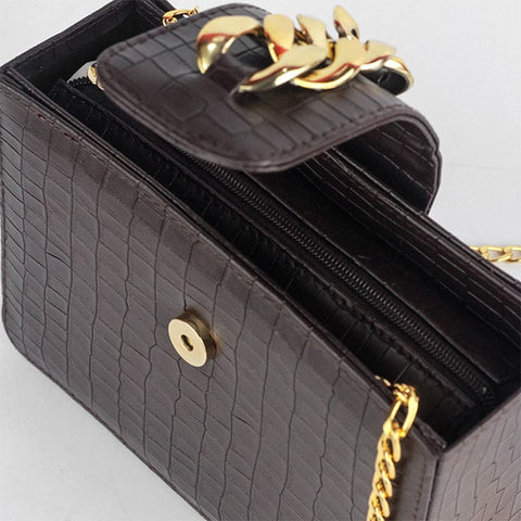 Signature Crossbody Bag Dark Brown Color