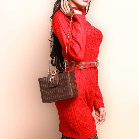 Signature Crossbody Bag Dark Brown Color