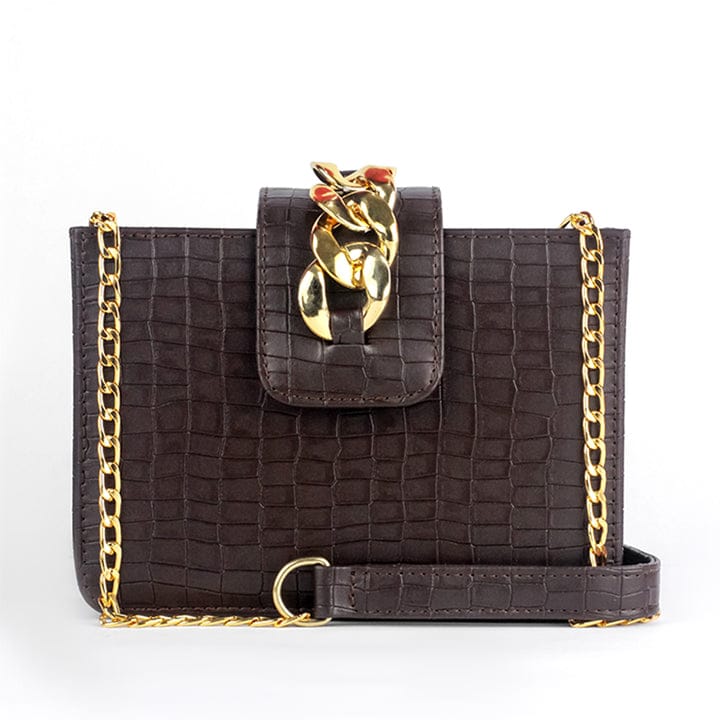 Signature Crossbody Bag Dark Brown Color