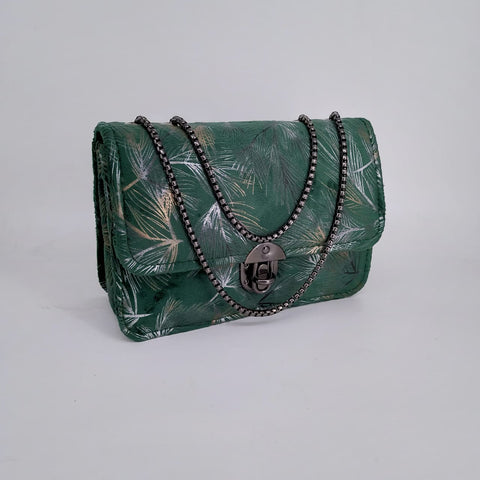 Velvet Grace Crossbody Bag Green Color