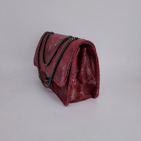 Velvet Grace Crossbody Bag Maroon Color