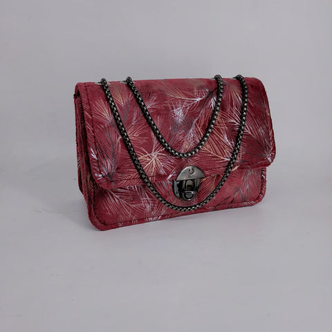 Velvet Grace Crossbody Bag Maroon Color