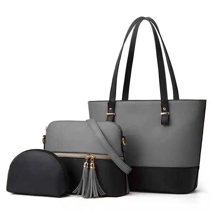 Eliza 3 PC's Tote bag Black and Grey Color